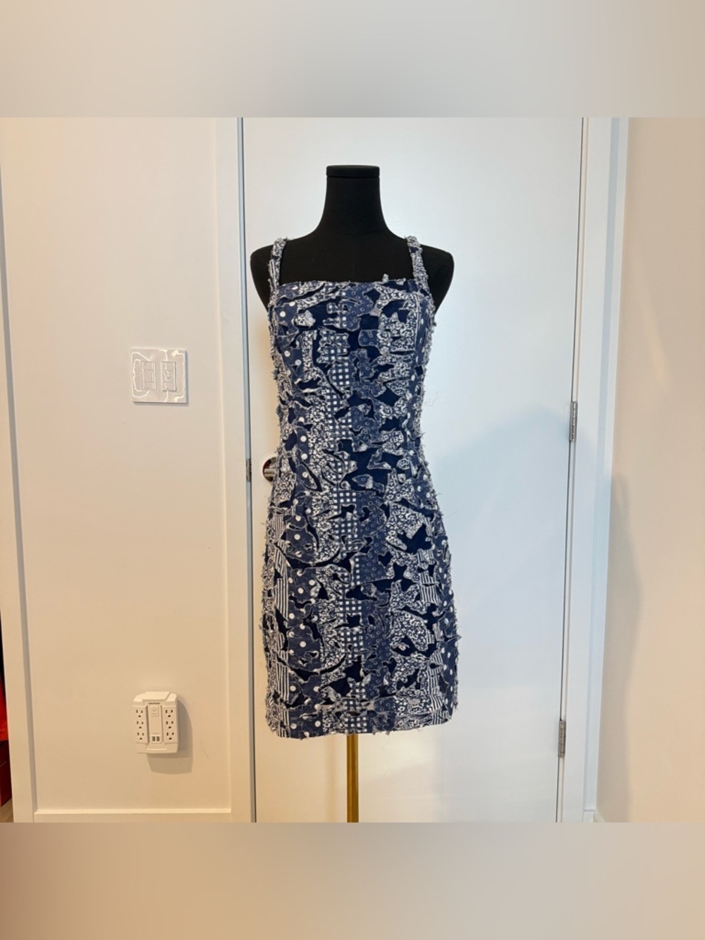 Navy & White Printed Mini Dress